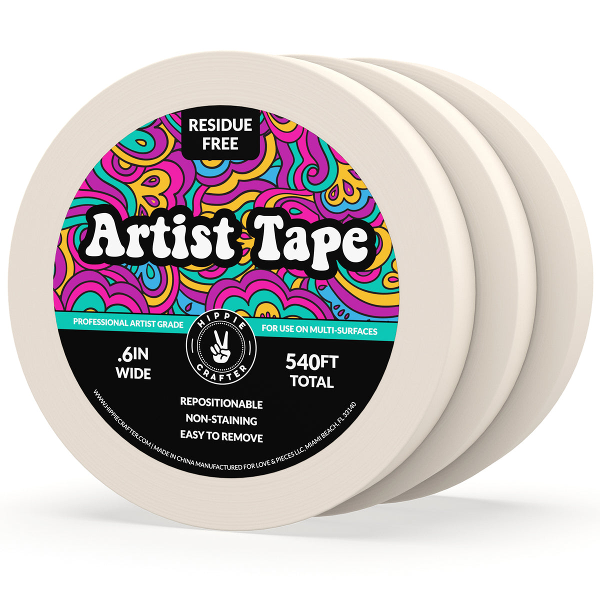 Hippie Crafter 3PK .6 Artist Tape