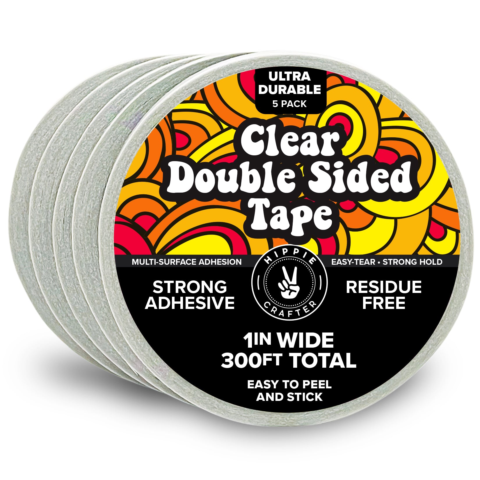 5Pk Clear Double Sided Tape 1/2 – Hippie Crafter