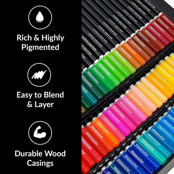Colorarty 72 Vivid Watercolor Pencil Set (Luxury Cedar Wood