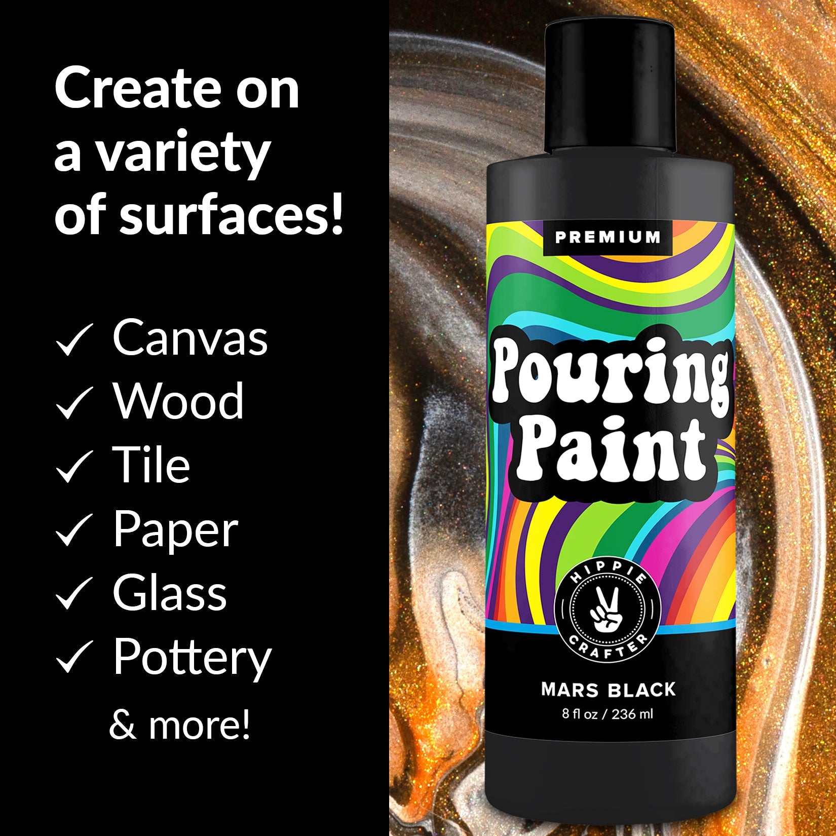 Jet Black Acrylic Ready to Pour Pouring Paint 64-Ounce Pre-Mixed