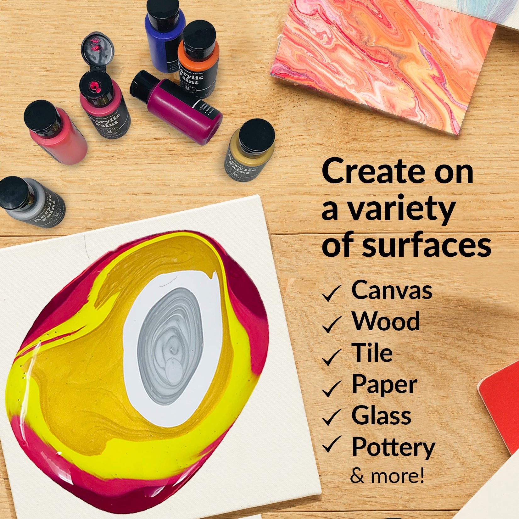 Fluid Pour Painting Kit Acrylic Pour Fluid Painting Art Kit Craft Box DIY  Fluid Painting Kit Pastel Painting Kit 