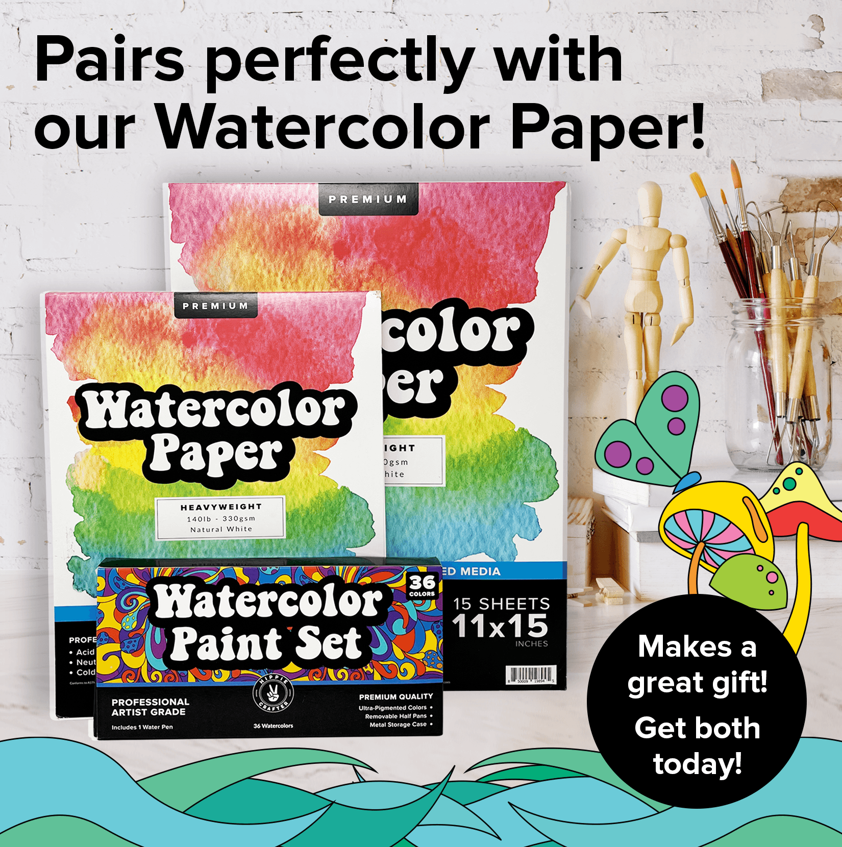 Premium Non-Toxic Watercolor Paint Set for Kids and Adults - Vibrant Water  Color Paint Set with 36 Colors and 12 Paint Brushes - Watercolor Palette