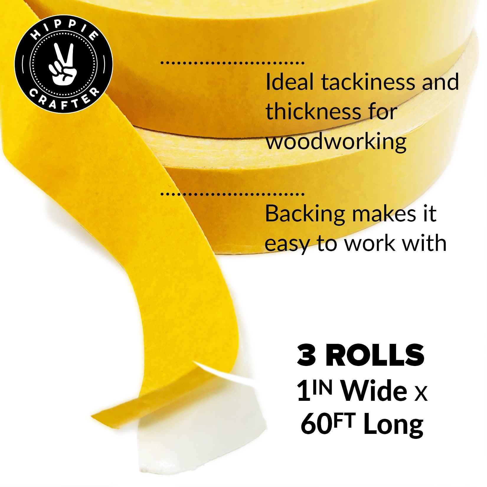 10pcs Double Sided Tape Woodworking Craft Tape Adhesive Tape Woodworking Accessories, Yellow