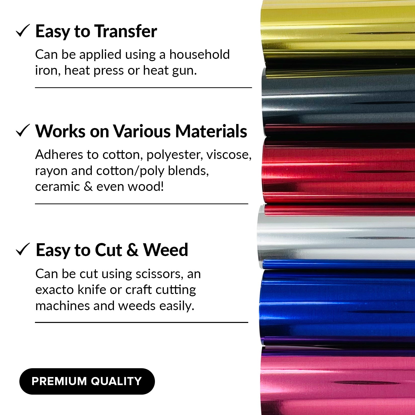 Metallic Heat Transfer Vinyl - TeckWrap - Uniquely Whynot Craft