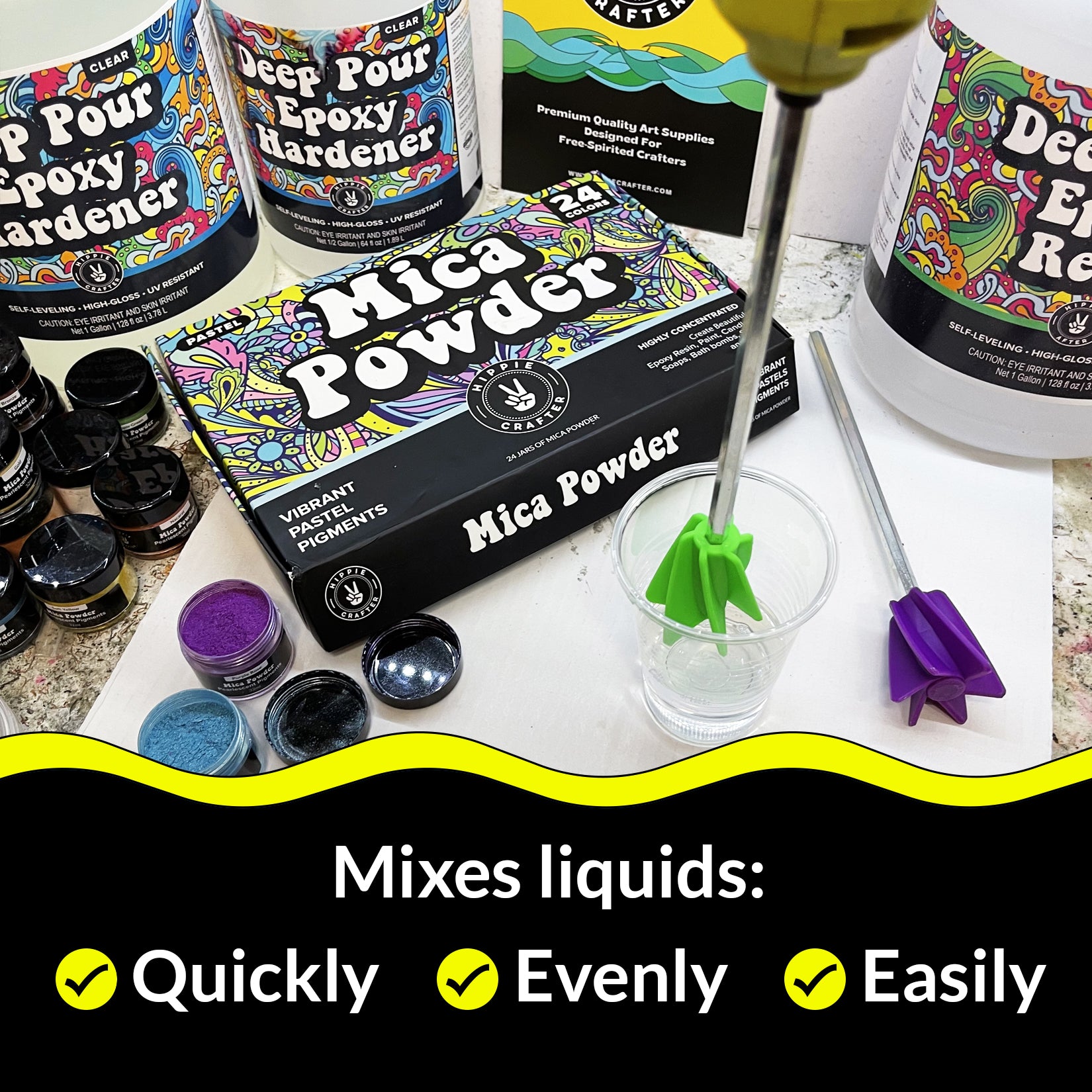renvena Epoxy Resin Mixer Paddles Paint Mixer Reusable Mixing