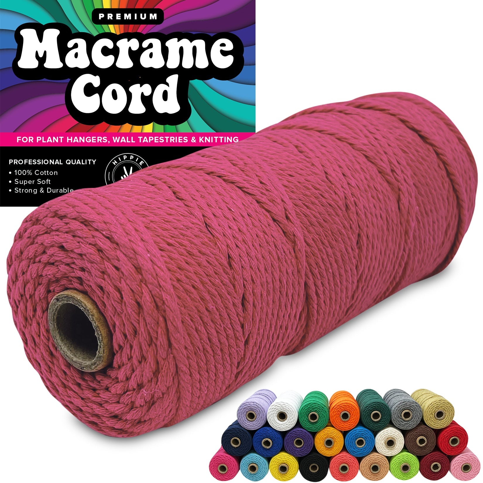Hot Pink Macrame Cord 3mm x 325 Feet 