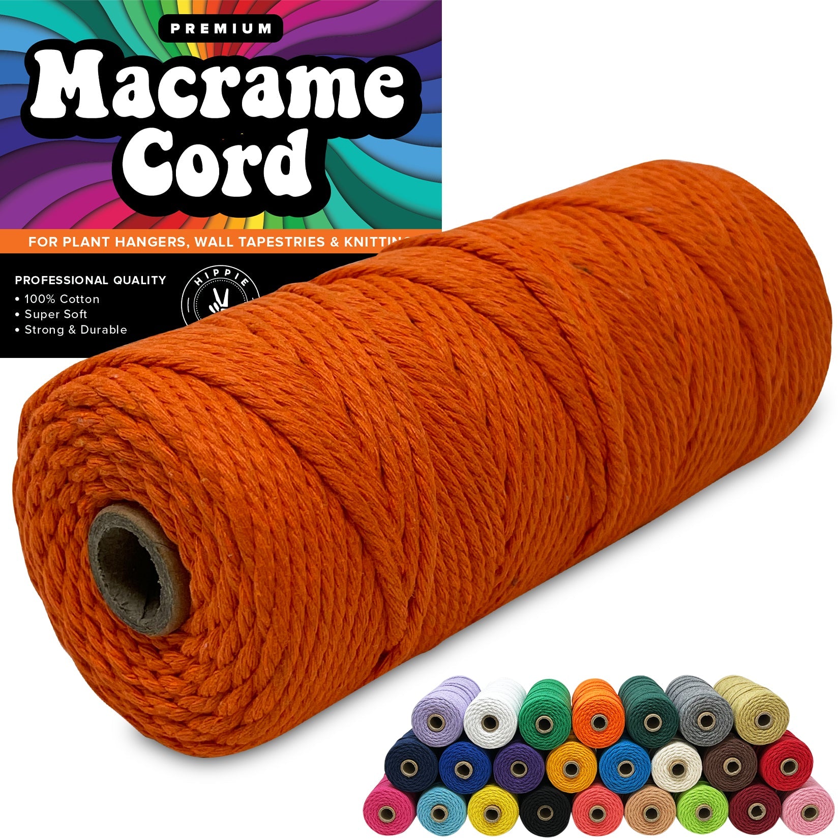 Macrame 3mm Rope. Cream Cotton Cord 3/32 Inch Braid. 60 Metres / 200' Ft Macramé  Rope. Perfect to DIY Macrame Plant Hanger, Wall Hanging 