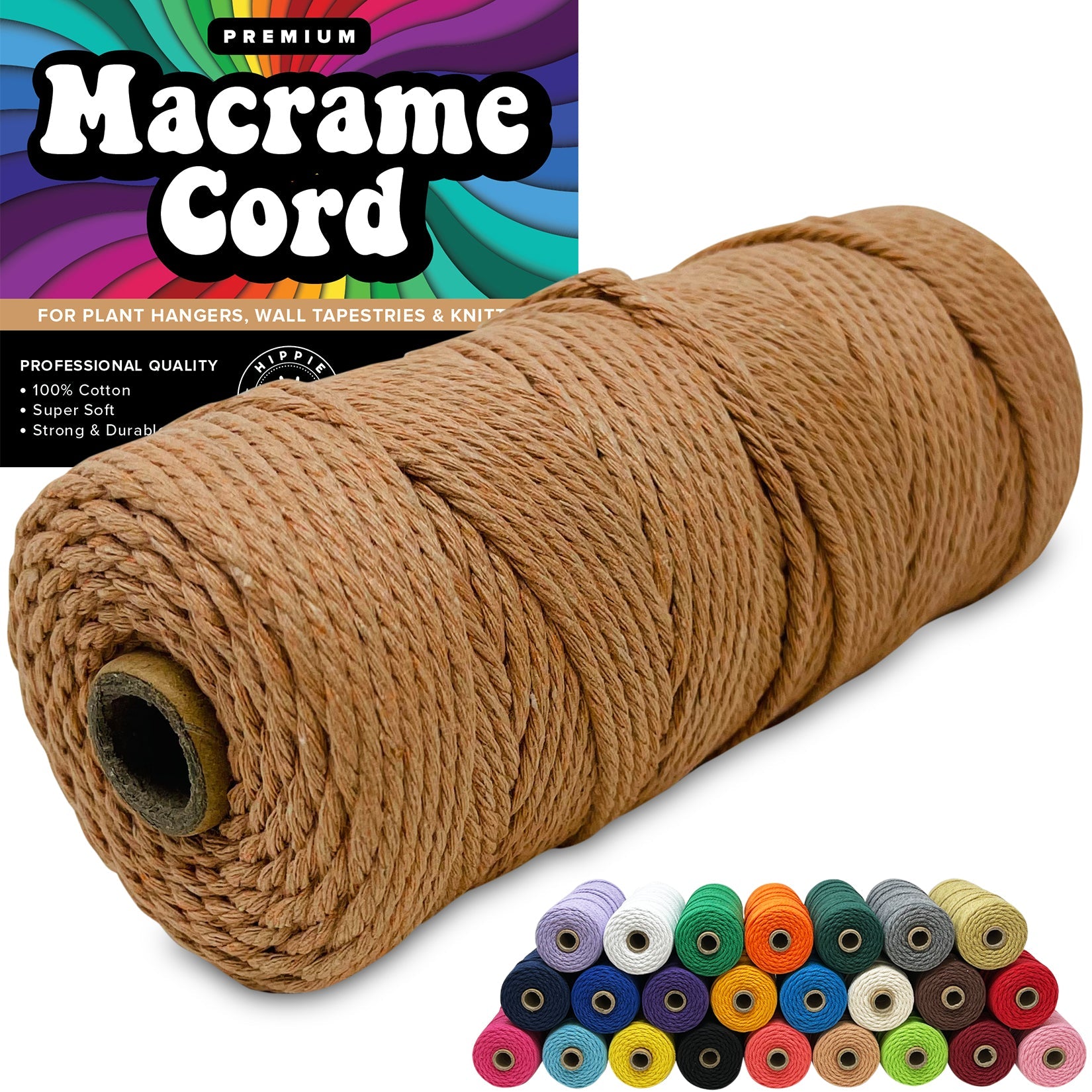  jijAcraft Macrame Cord,3mm x 328 Feet Cotton Macrame  Cord,Colored Cotton Cord Macrame Supplies,Macrame Rope Craft Twine String  for Macrame & Knitting,Plant Hangers,Wall Hanging,Craft (Black) : Tools &  Home Improvement